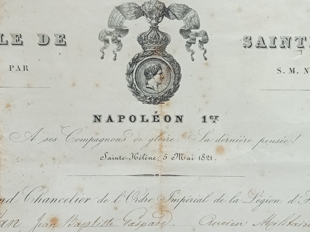 Medals Of Saint Helena, Profile Of Napoleon I, Awarded Diploma, Napoleon III Period, 19th Century-photo-3