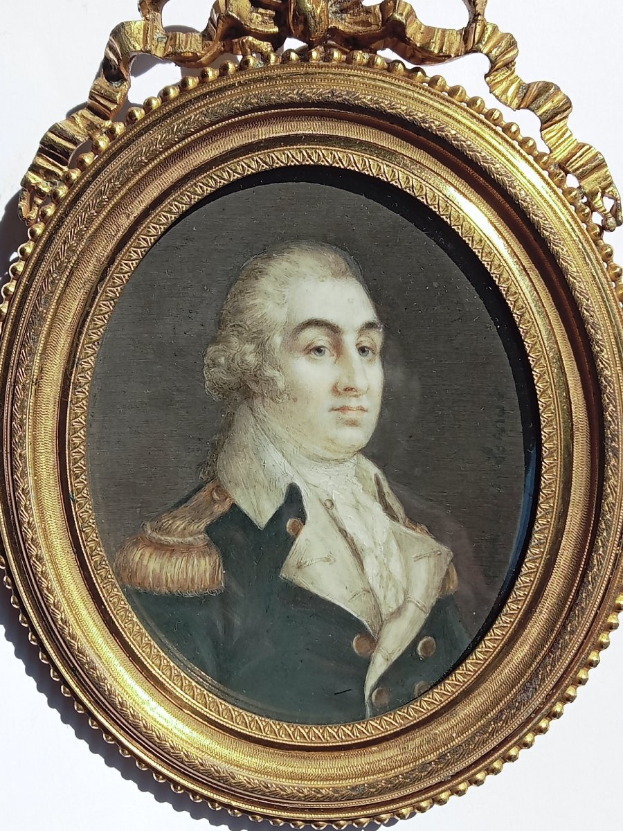 Miniature portrait du Général GEORGE WASHINGTON, signée Langlois, fin du 18e-photo-2