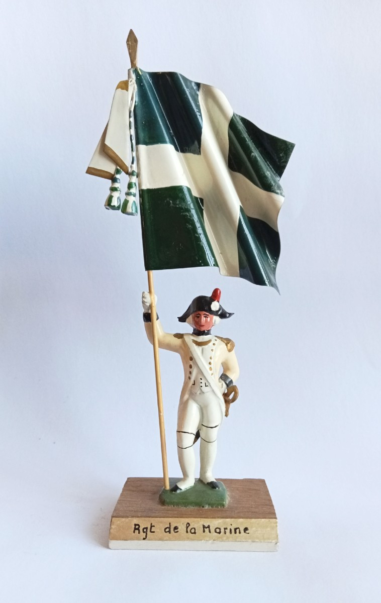 Soldat de plomb "Auger" porte-drapeau Régiment de la Marine