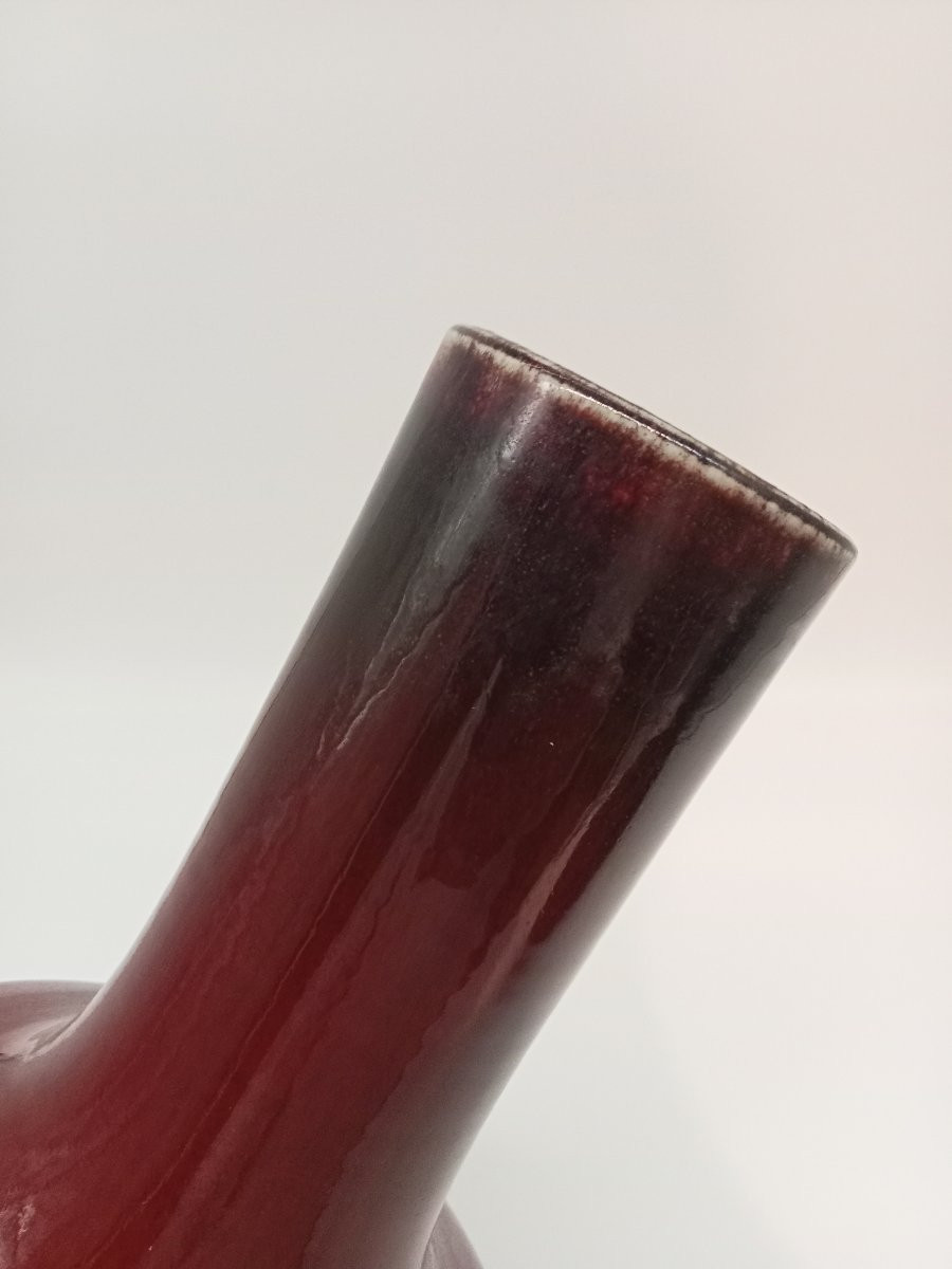 Chinese Red Porcelain Vase "ox Blood" 19th China Qing Dynasty-photo-4