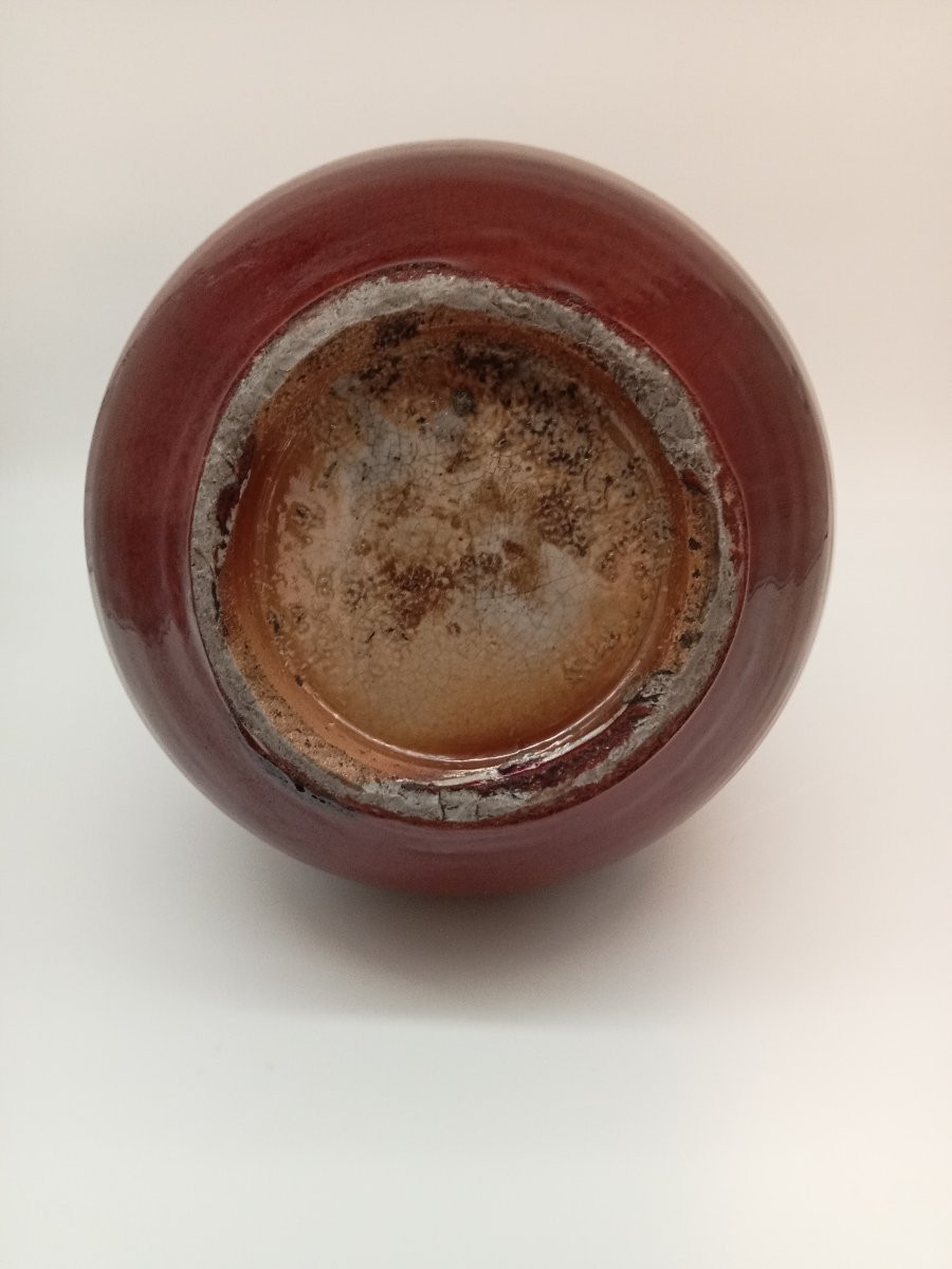 Chinese Red Porcelain Vase "ox Blood" 19th China Qing Dynasty-photo-1