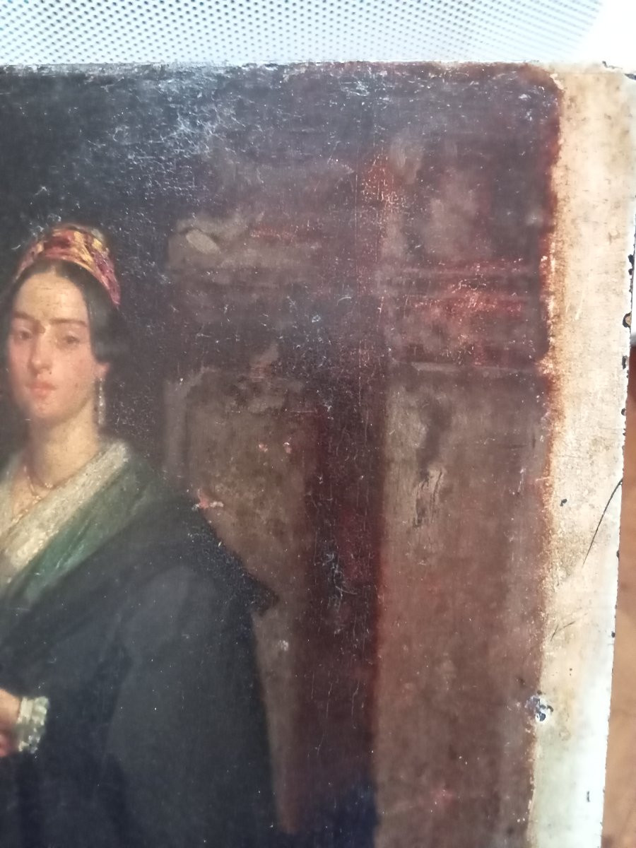 "l'arlésienne", Oil On Panel Signed Victor Joseph Chavet (1822-1906) And Dated 1852 19th-photo-1