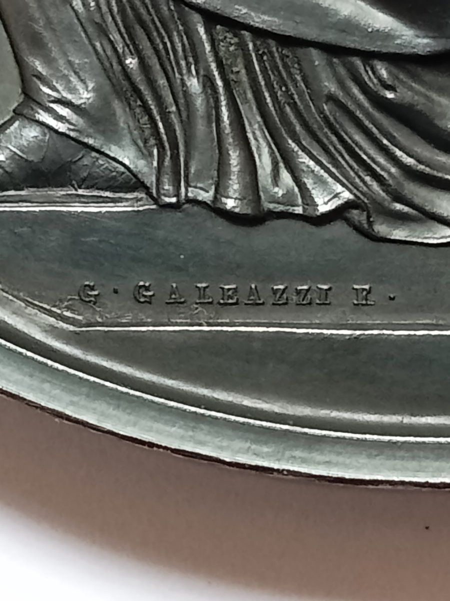 Bronze Medal Of Minerva, Italian Scientific Congress 1840 Signed Galeazzi, Original Case -photo-3