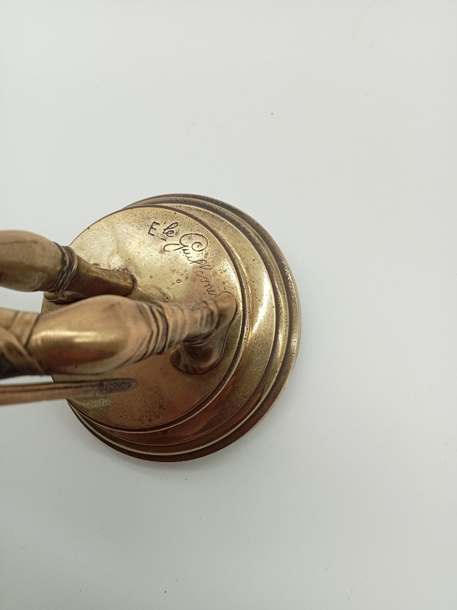 "gallic Warriors," Two Bronze And Gilt Statuettes Signed Guillemin, 19th Century -photo-3