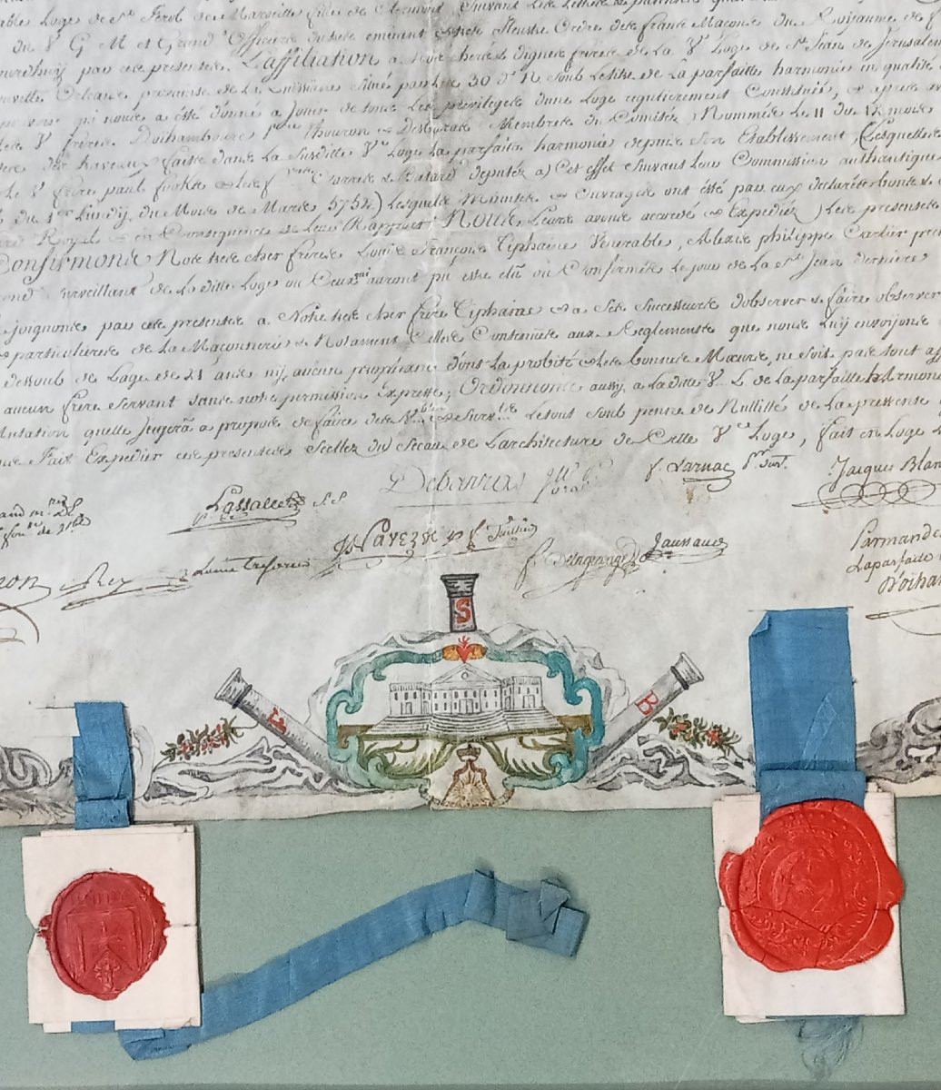 Freemason's Patent Diploma Painted On Parchment, Dated 5752, 18th-century Freemasonry -photo-4