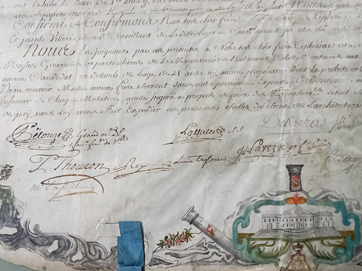 Freemason's Patent Diploma Painted On Parchment, Dated 5752, 18th-century Freemasonry -photo-3