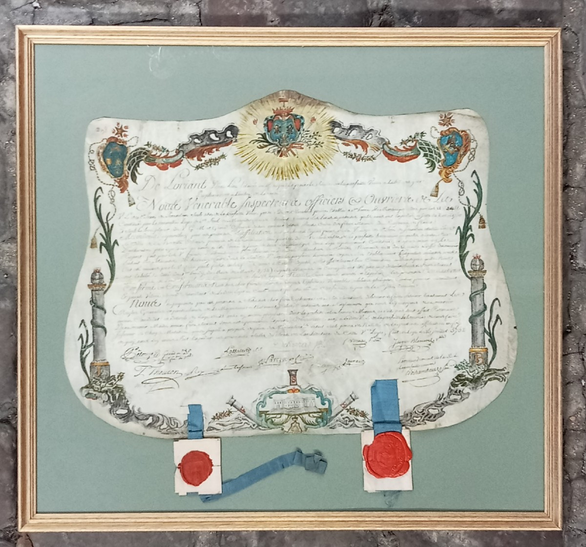 Freemason's Patent Diploma Painted On Parchment, Dated 5752, 18th-century Freemasonry 