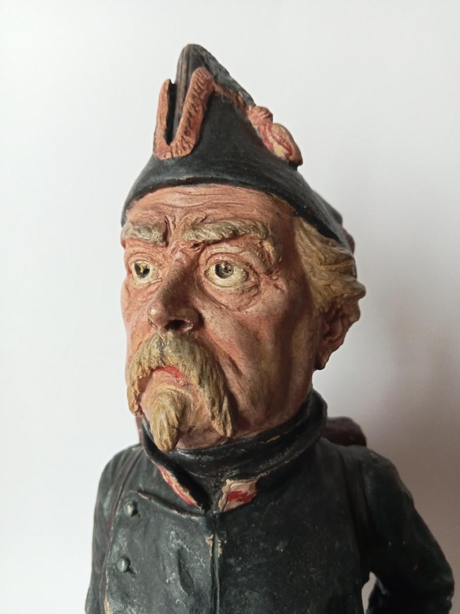 Charles Kotra. Caricature Portrait Of Theatre Actor Frederick Lemaitre, Terracotta Sculpture, 19th Century-photo-1