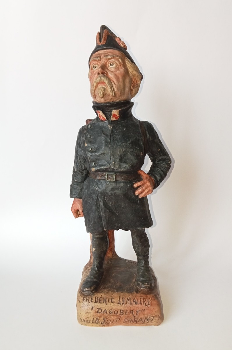 Charles Kotra. Caricature Portrait Of Theatre Actor Frederick Lemaitre, Terracotta Sculpture, 19th Century