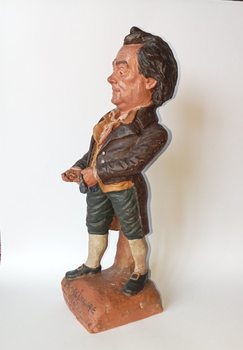 Charles Kotra. Portrait-charge acteur théâtre Frederick Lemaitre, sculpture terre cuite, 19e-photo-2