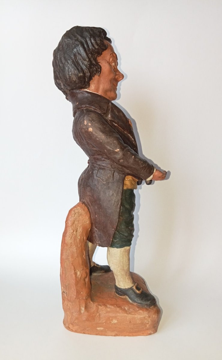 Charles Kotra. Portrait-charge acteur théâtre Frederick Lemaitre, sculpture terre cuite, 19e-photo-4