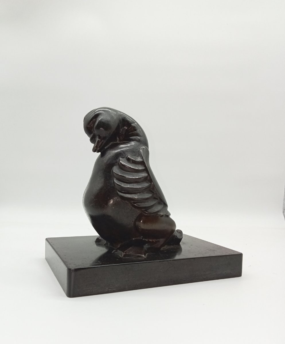 "oie", bronze animalier signé Nicolas SOKOLNICKI art deco vers 1940-photo-2