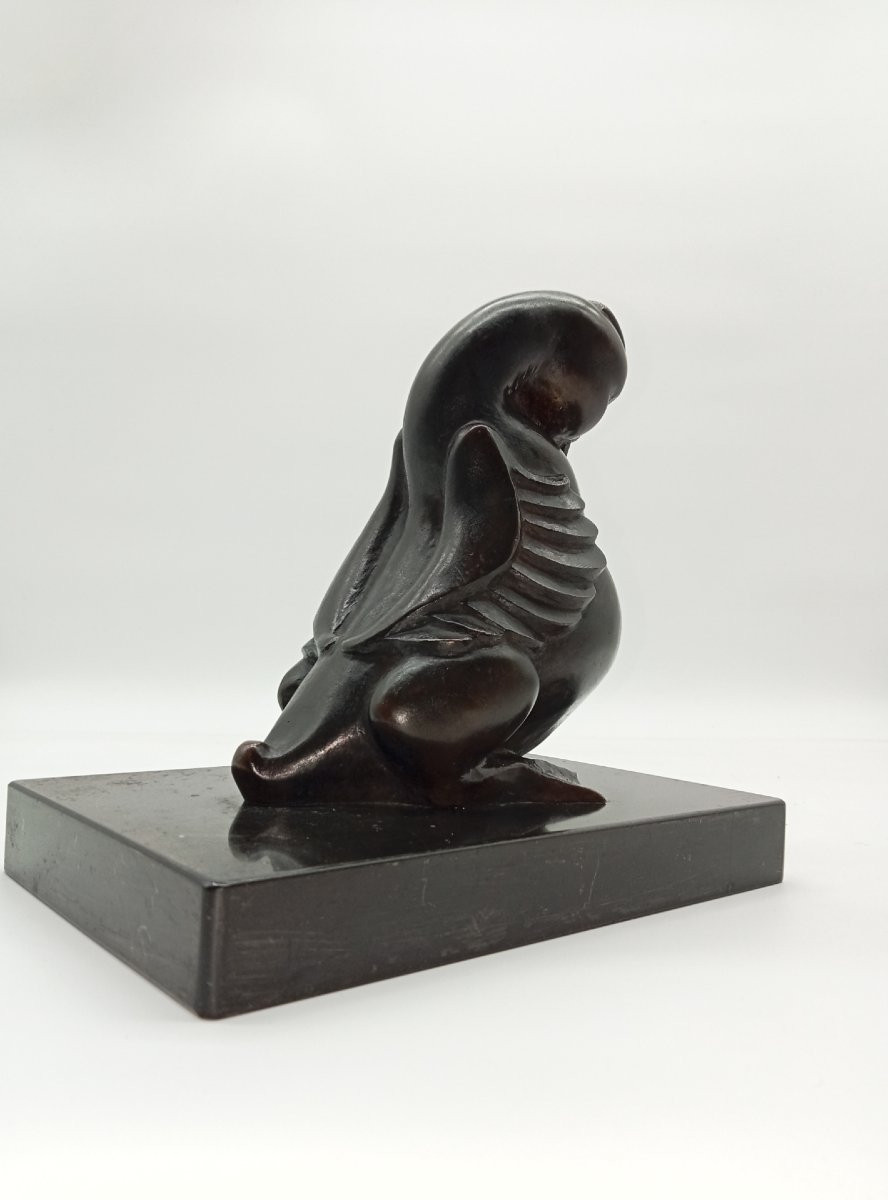 "oie", bronze animalier signé Nicolas SOKOLNICKI art deco vers 1940-photo-1