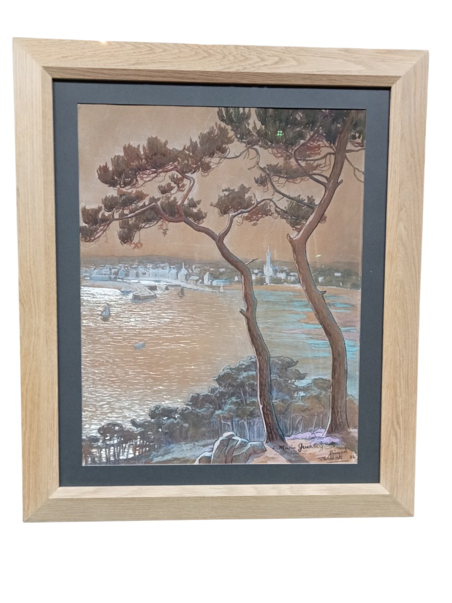 "paimpol," Gouache And Pastel On Cardboard, Signed Adrien Wilborts, Dated 1934, île De Bréhat, Brittany 