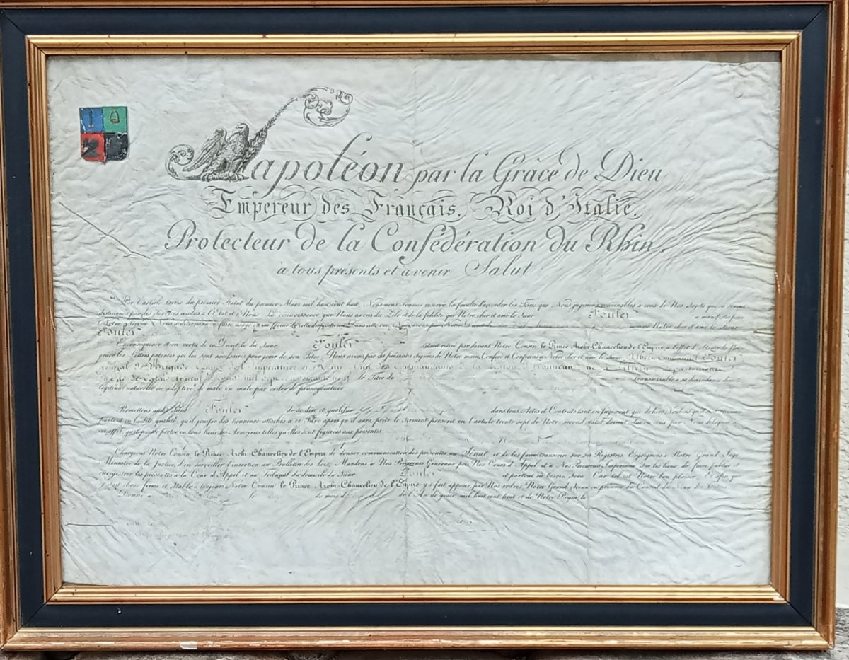 First Empire Patent Of Count For General Fouler, Equerry To The Empress, Signed Napoleon -photo-3