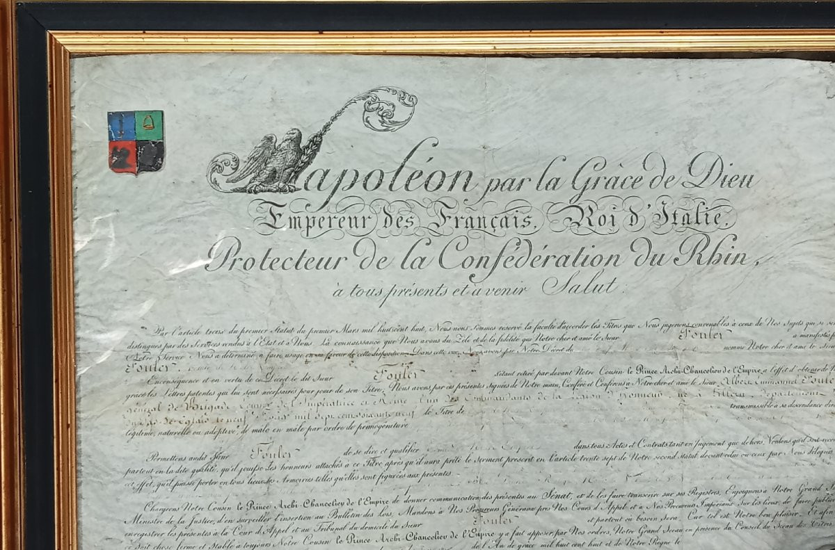 First Empire Patent Of Count For General Fouler, Equerry To The Empress, Signed Napoleon -photo-4
