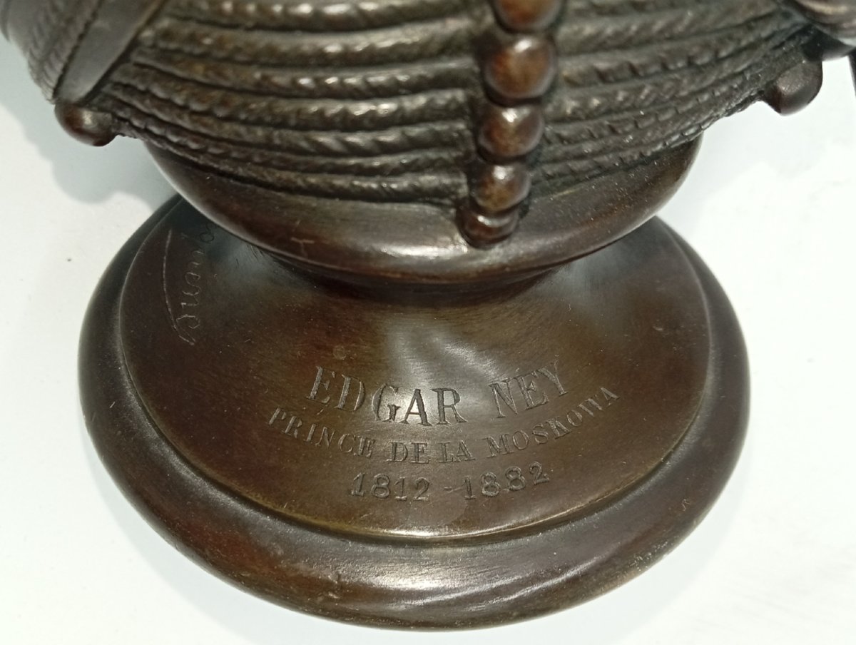 buste bronze Général Edgar NEY Prince de la Moskowa aide de camp Napoléon III Hussards 19e-photo-3