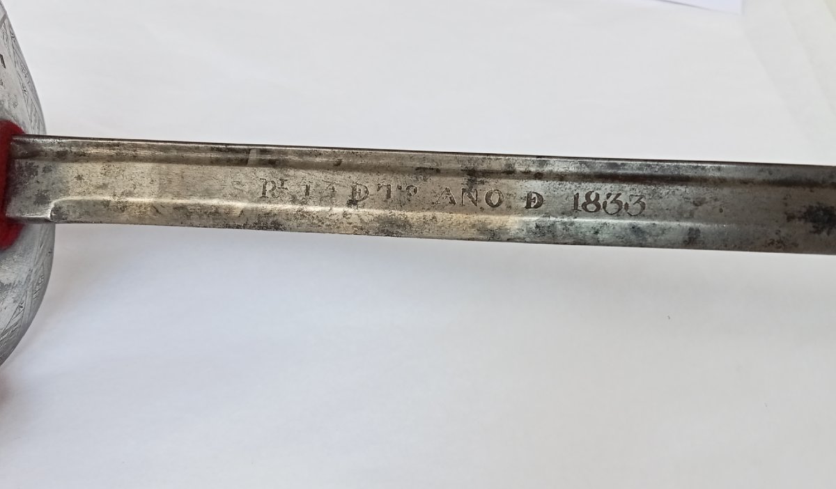 Épée en argent d'officier du Corps des Hallebardiers de la Garde Royale d'Espagne, 19e, 1833-photo-6
