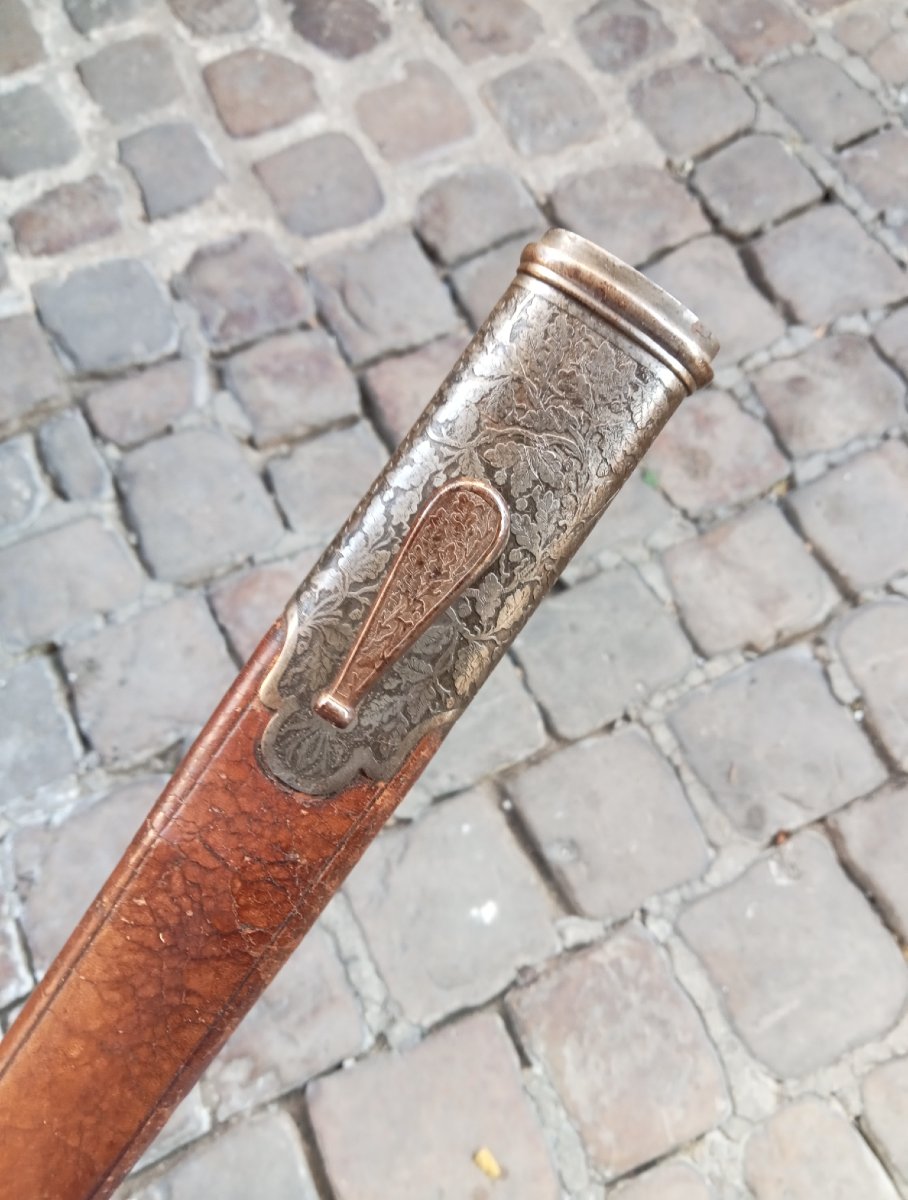 Dague de chasse à têtes de hures de sangliers garnitures en acier signée BARRE, Paris, 19e-photo-4