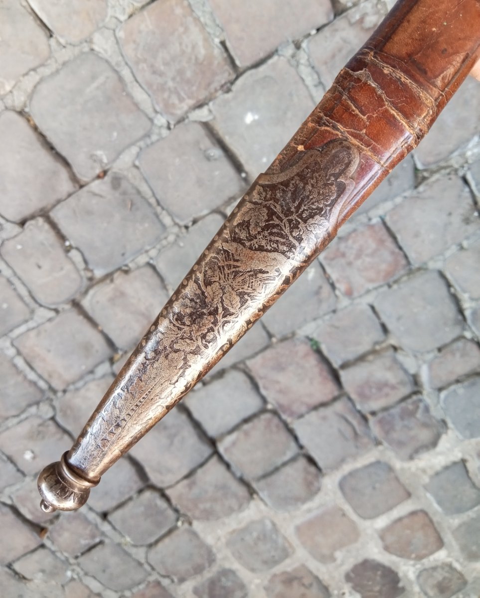 Dague de chasse à têtes de hures de sangliers garnitures en acier signée BARRE, Paris, 19e-photo-6
