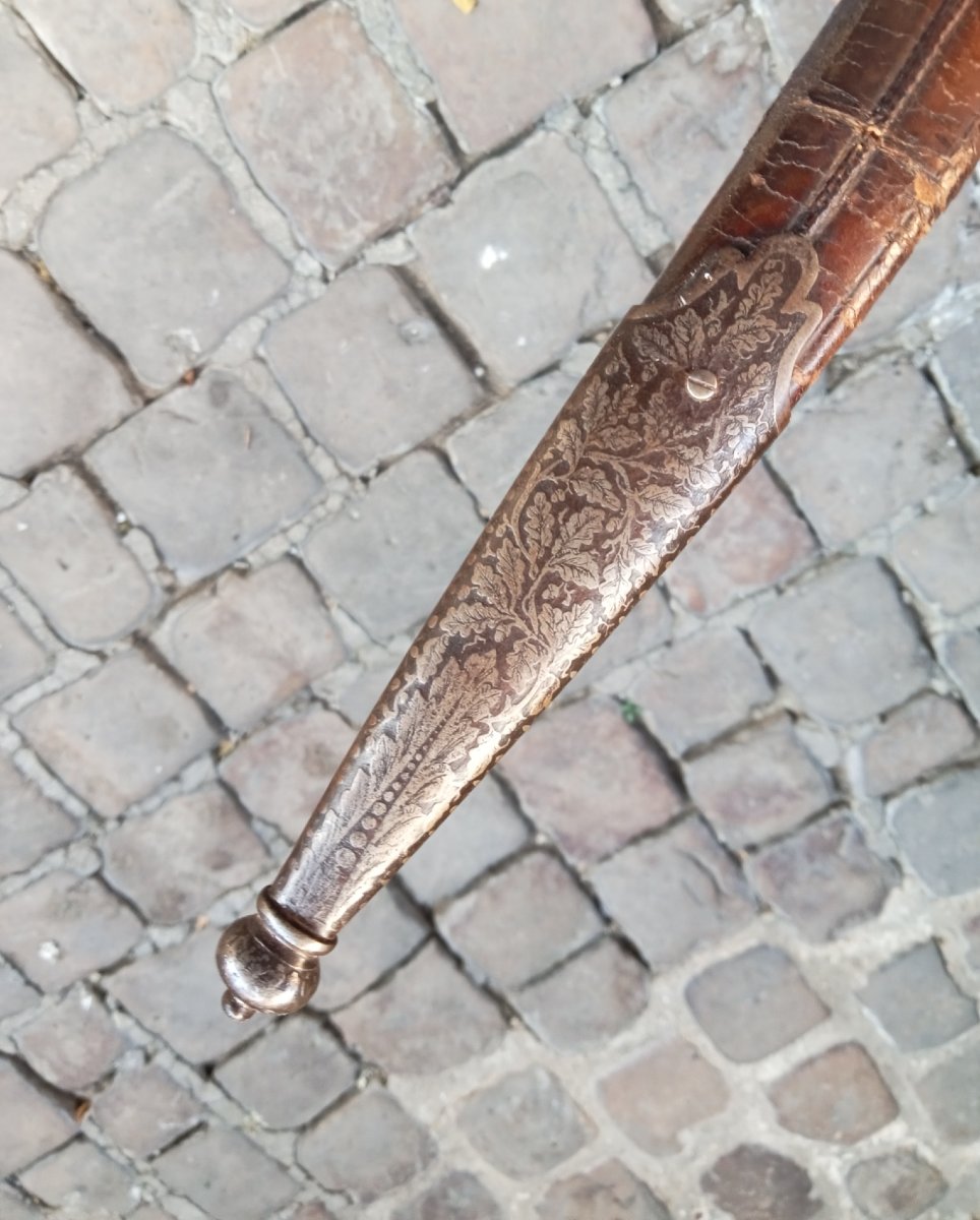 Dague de chasse à têtes de hures de sangliers garnitures en acier signée BARRE, Paris, 19e-photo-7