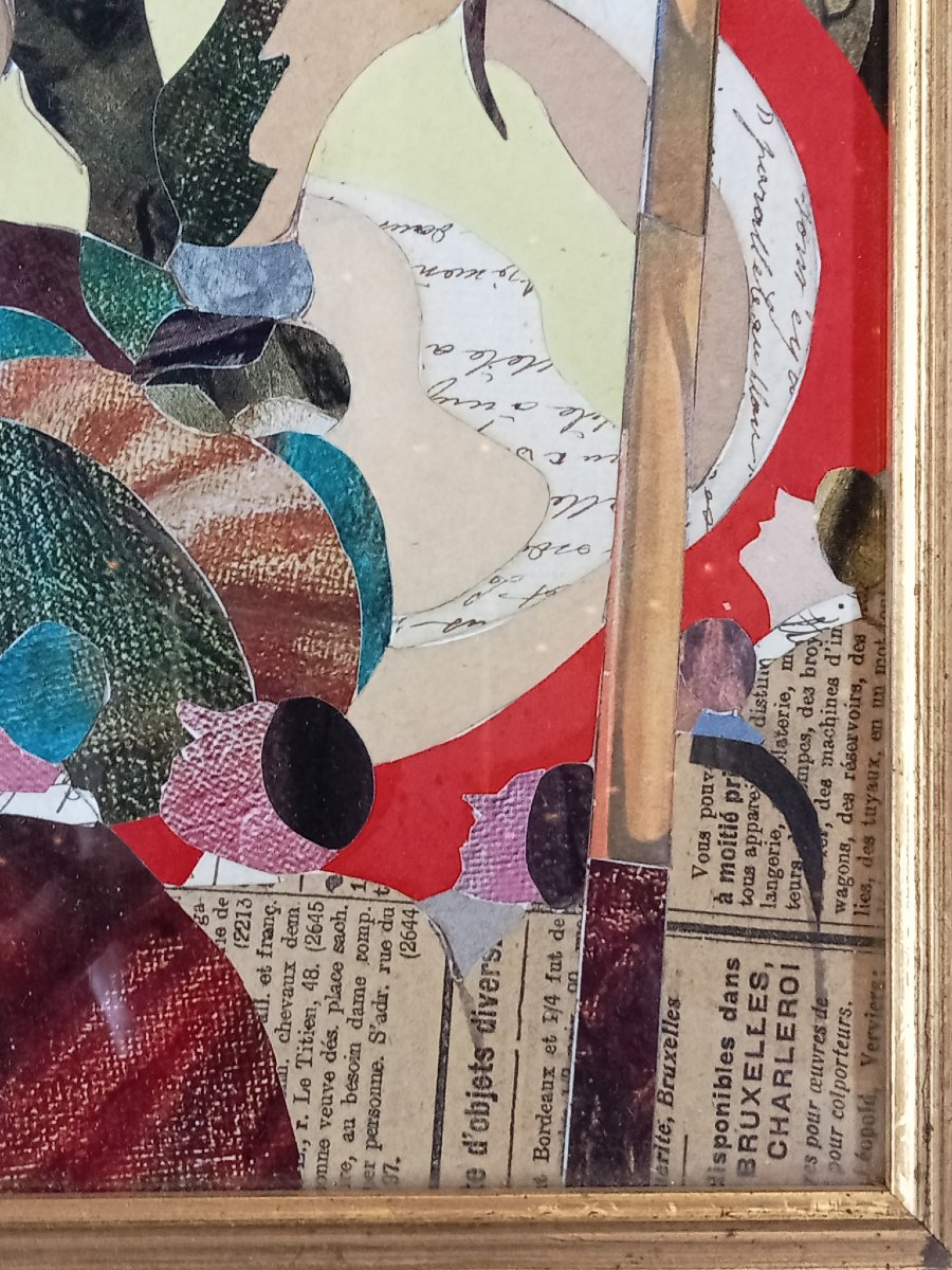 Éléphant "Jumbo", technique de collage, signée et cachet Maurice LEBLANC (1898-1947), début 20e-photo-3