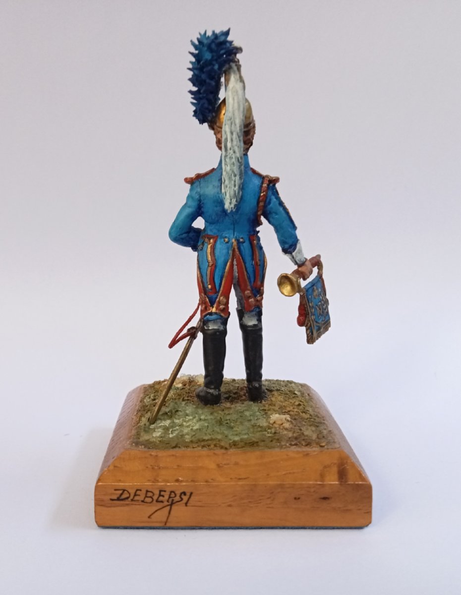 soldat de plomb, figurine peinture fine, trompette des Dragons de la Garde Impériale, Debersi-photo-3