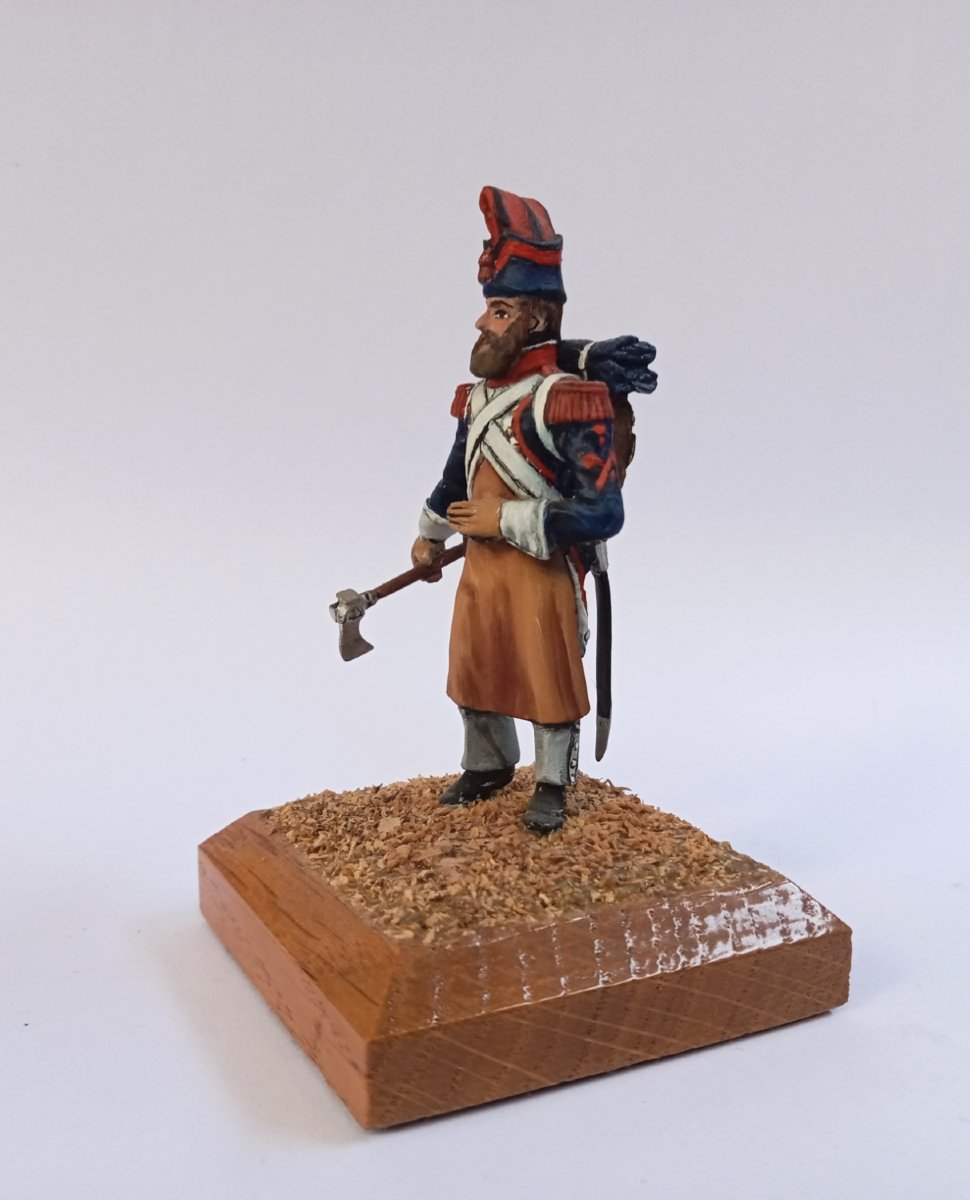 Lead Soldier, Finely Painted Figurine, Line Infantry Sapper, 1809, First Empire, Debersi-photo-4