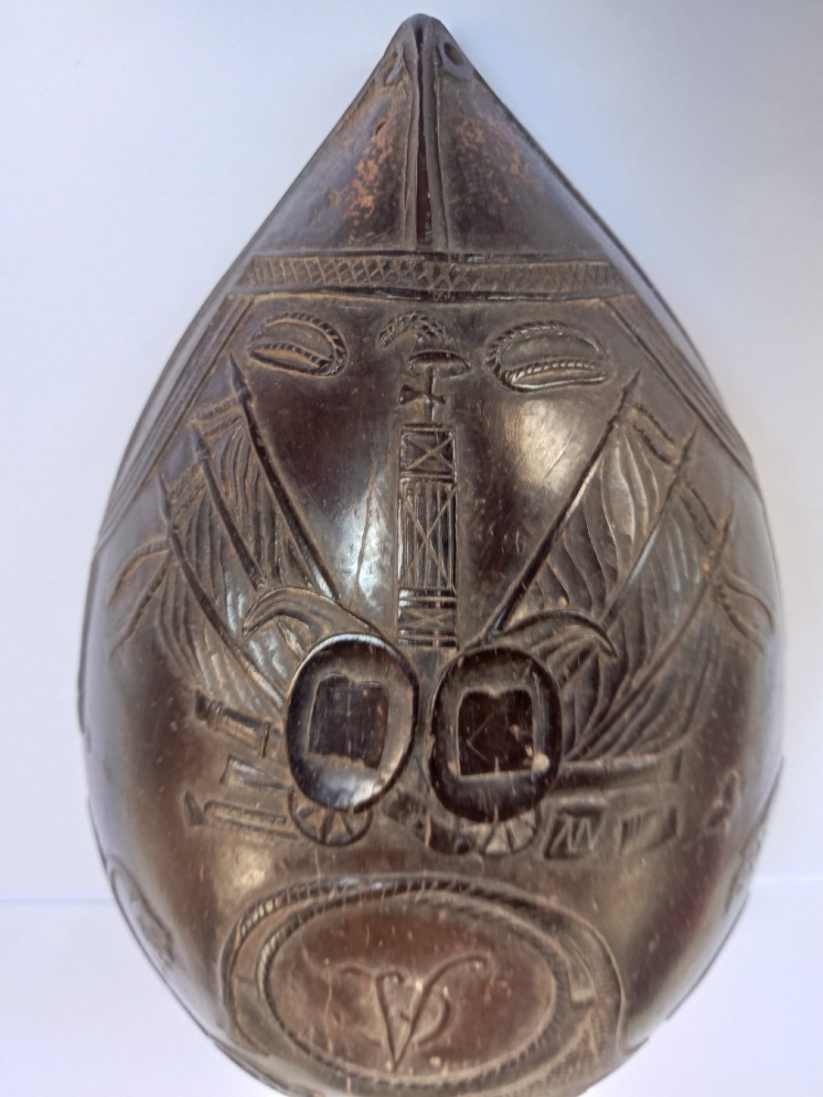gobelet de marin en demi noix de coco sculptée décors attributs révolutionnaire 18e Révolution -photo-3
