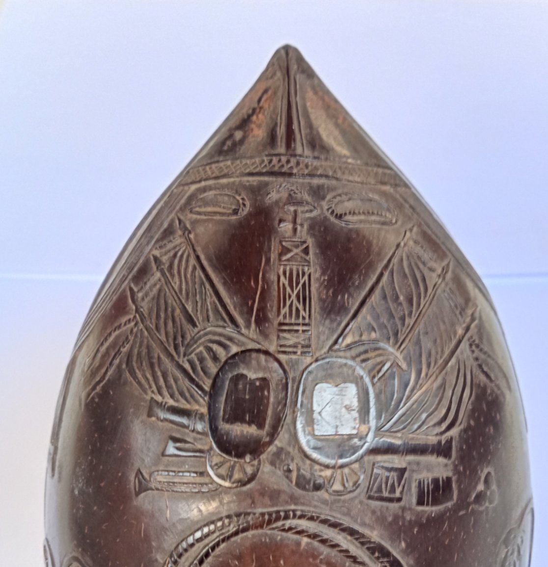 gobelet de marin en demi noix de coco sculptée décors attributs révolutionnaire 18e Révolution -photo-1