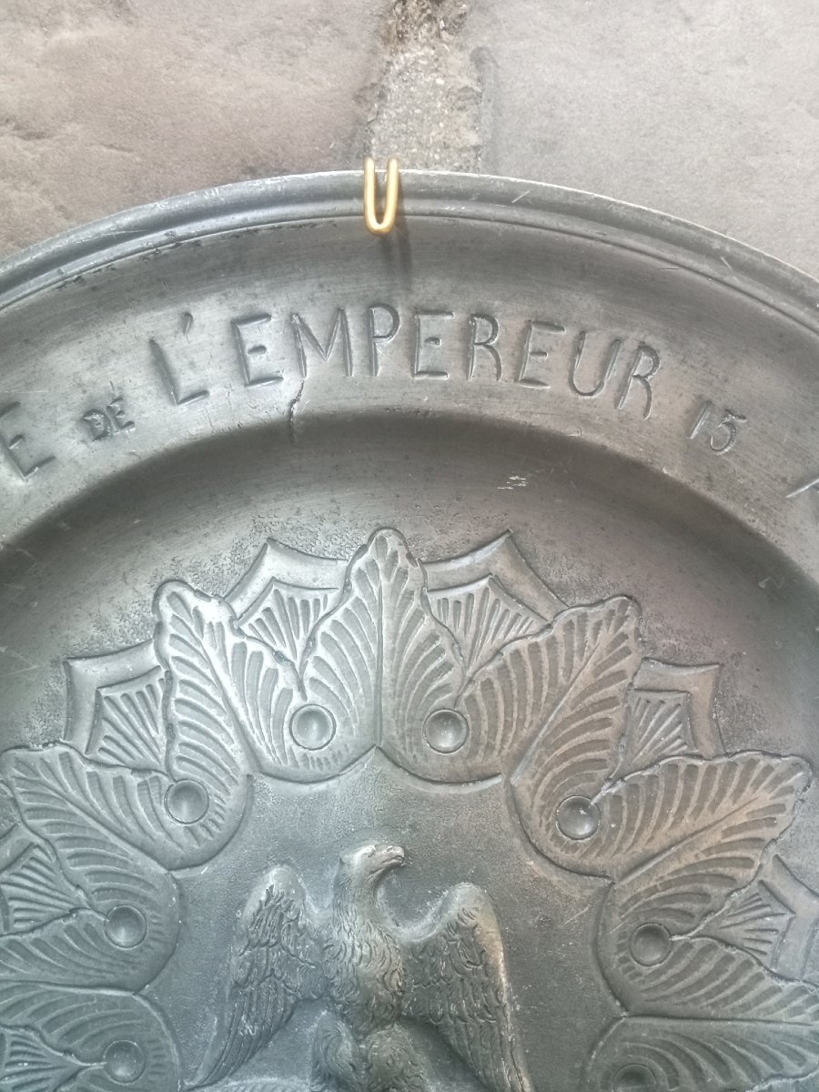 Commemorative Pewter Platter For The Emperor's Day, August 15, 1810, Saint Napoleon I, 19th-photo-3
