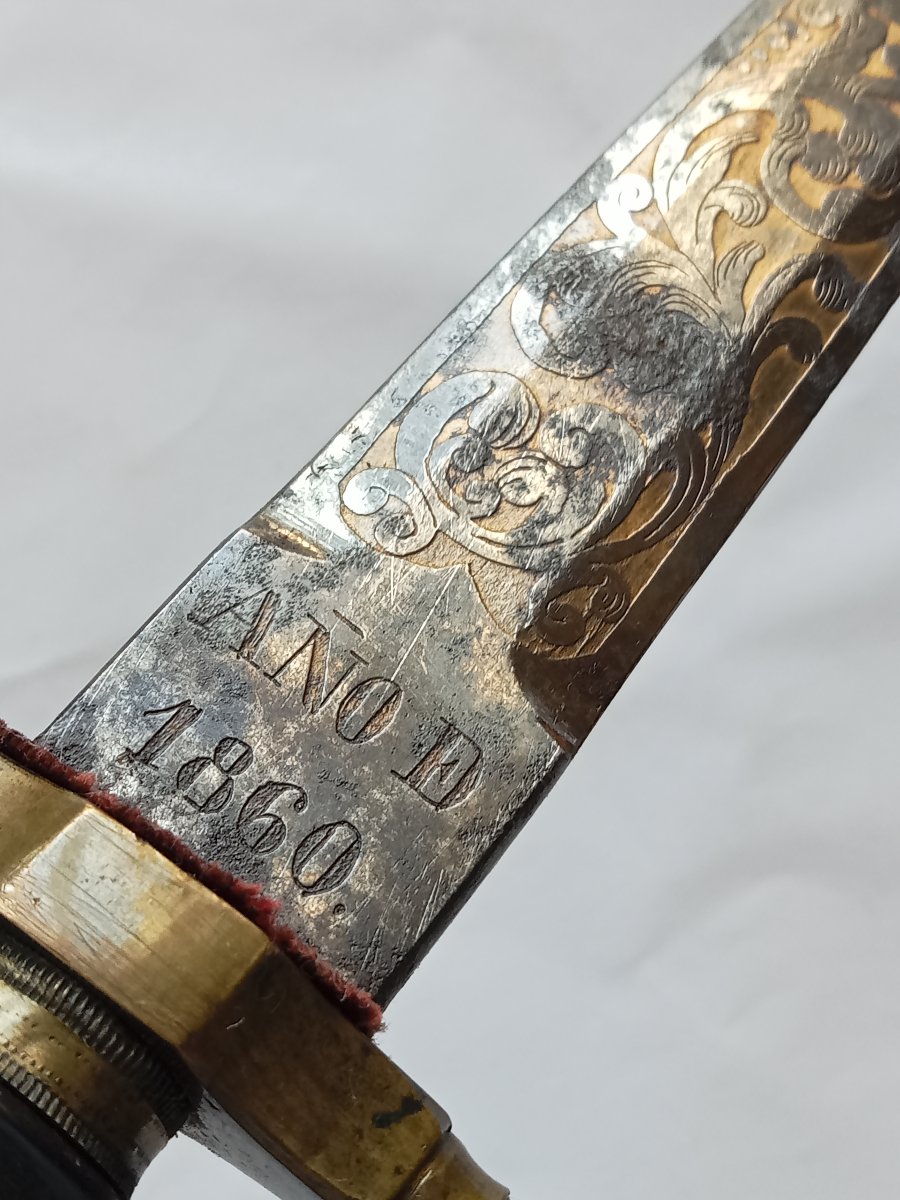 Spanish Hunting Dagger Known As A "baïonnette Bouchon," From Toledo, Dated 1860. 19th Century. Toledo-photo-2