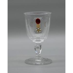 Crystal Stemmed Glass With The Officer's Cross Of The Imperial Order Of The Legion Of Honor 19th