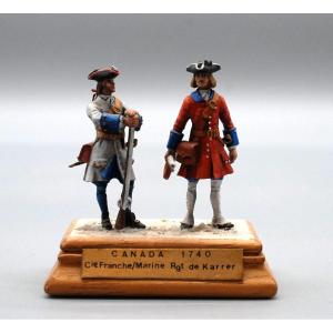 Lead Soldiers Art Figurines Canada 1740 Cie Franche Marine Karrer Regiment, Diorama 54 Mm