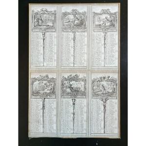 Almanach De Cabinet, Calendrier Gravé Pour l'Année 1782, Estampe Du XVIIIe Siecle