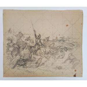 étude Pour La Bataille De Waterloo, Charge Des Cuirassiers, Charles Castellani (1838-1913), 19e