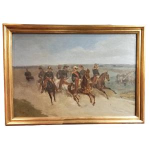 Henry-louis Dupray (1841-1909) Marshal De Mac-mahon And His Staff Oil On Canvas