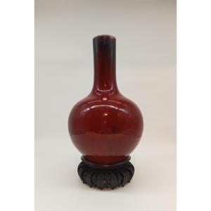 Chinese Red Porcelain Vase "ox Blood" 19th China Qing Dynasty