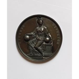Bronze Medal Of Minerva, Italian Scientific Congress 1840 Signed Galeazzi, Original Case 