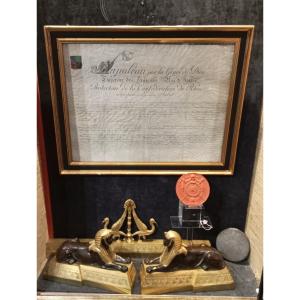 Brevet 1er Empire de comte pour le général FOULER, écuyer de l'impératrice, signé NAPOLÉON