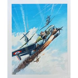 World War II Air Combat, Lucio Perinotto, Air And Space Painter, Gouache