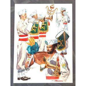 le 8e Régiment de Tirailleurs Marocains, 8e RTM, aquarelle de Rosenberg peintre aux Armées, 20e