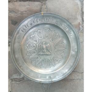 Commemorative Pewter Platter For The Emperor's Day, August 15, 1810, Saint Napoleon I, 19th