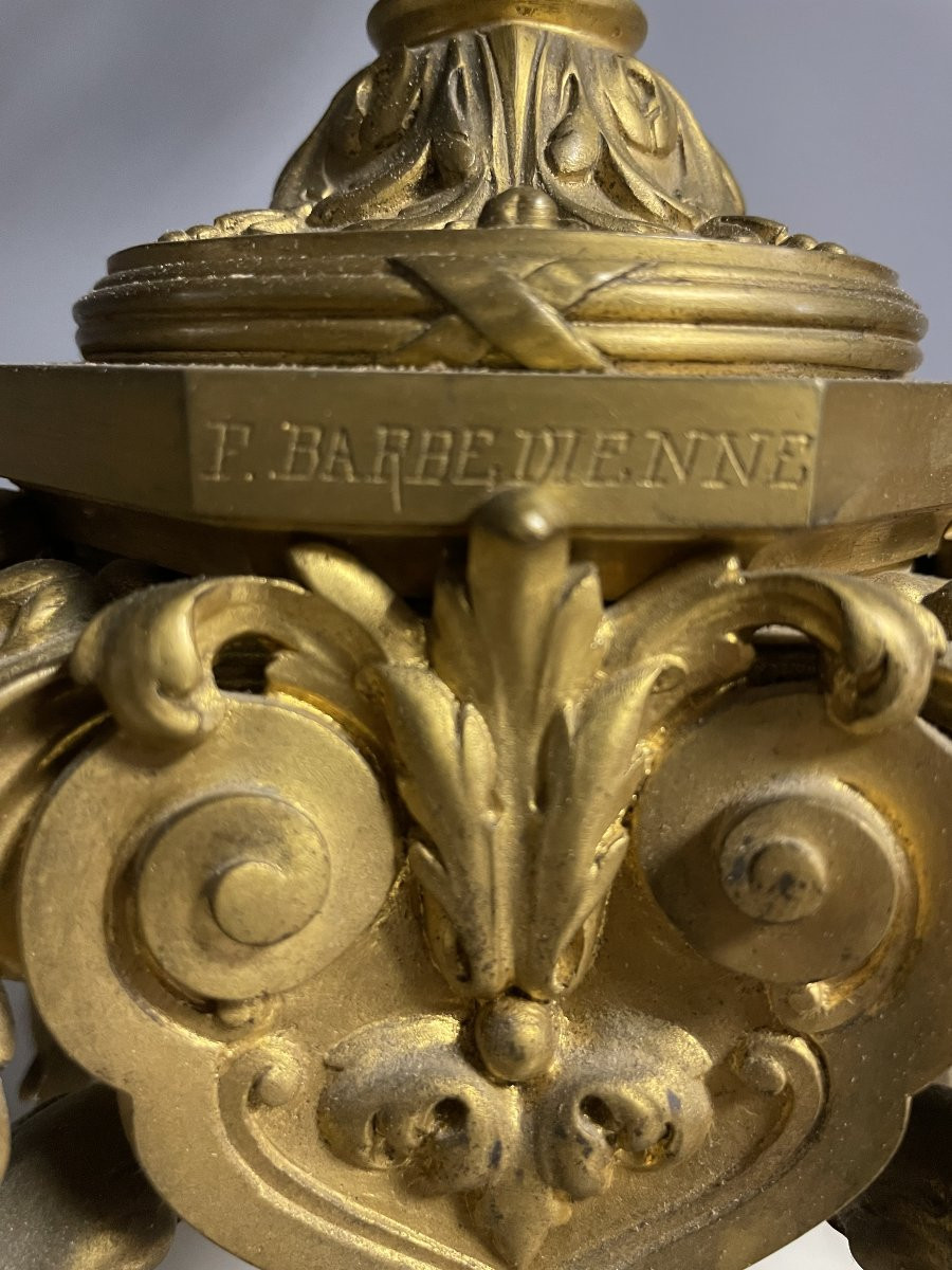 Suite De Bougeoirs En Bronze Signés Ferdinand Barbedienne-photo-3