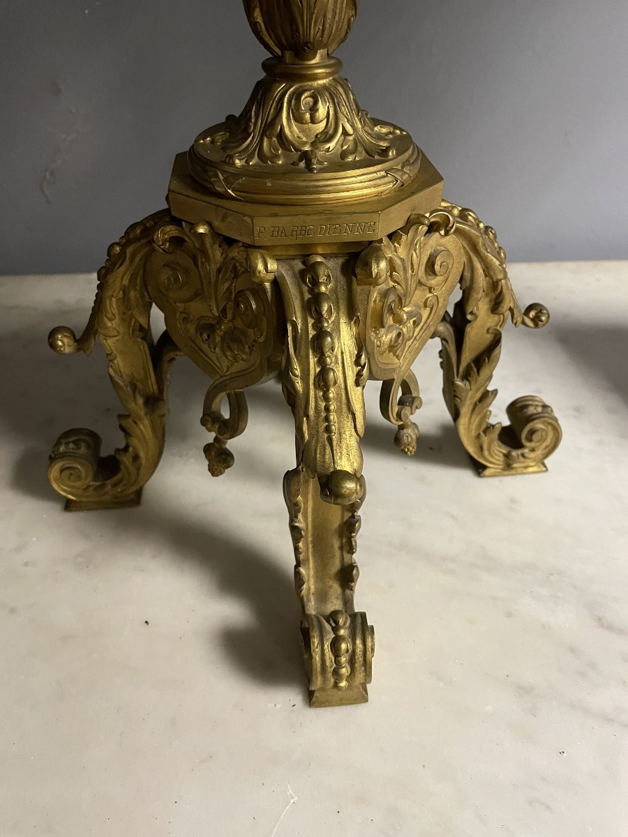 Suite De Bougeoirs En Bronze Signés Ferdinand Barbedienne-photo-8