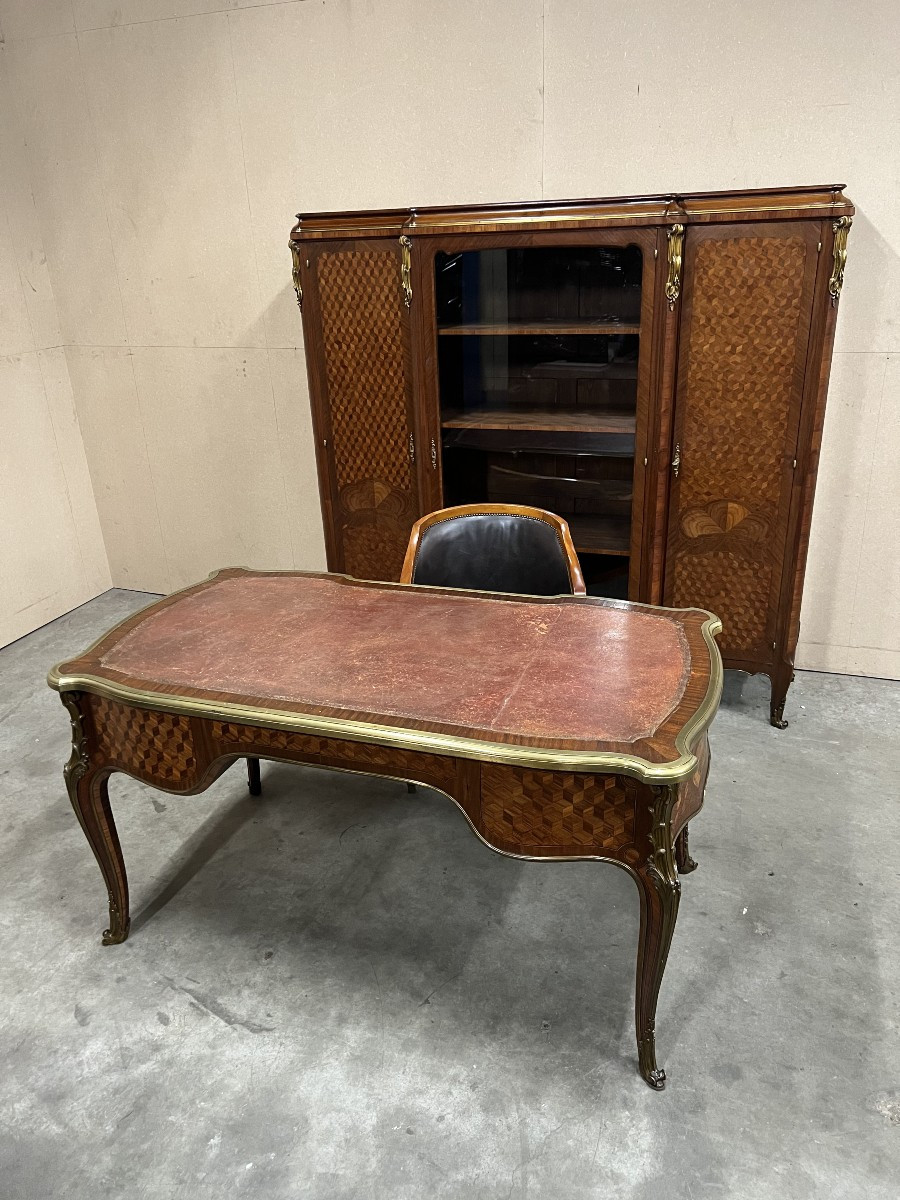 Attributed Francois Linke A Unique Louis XVI Style Gilt-bronze Mounted Desk Set
