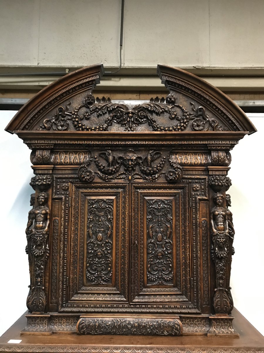 Armoire deux corps de style Renaissance française du XIXe siècle en noyer-photo-2