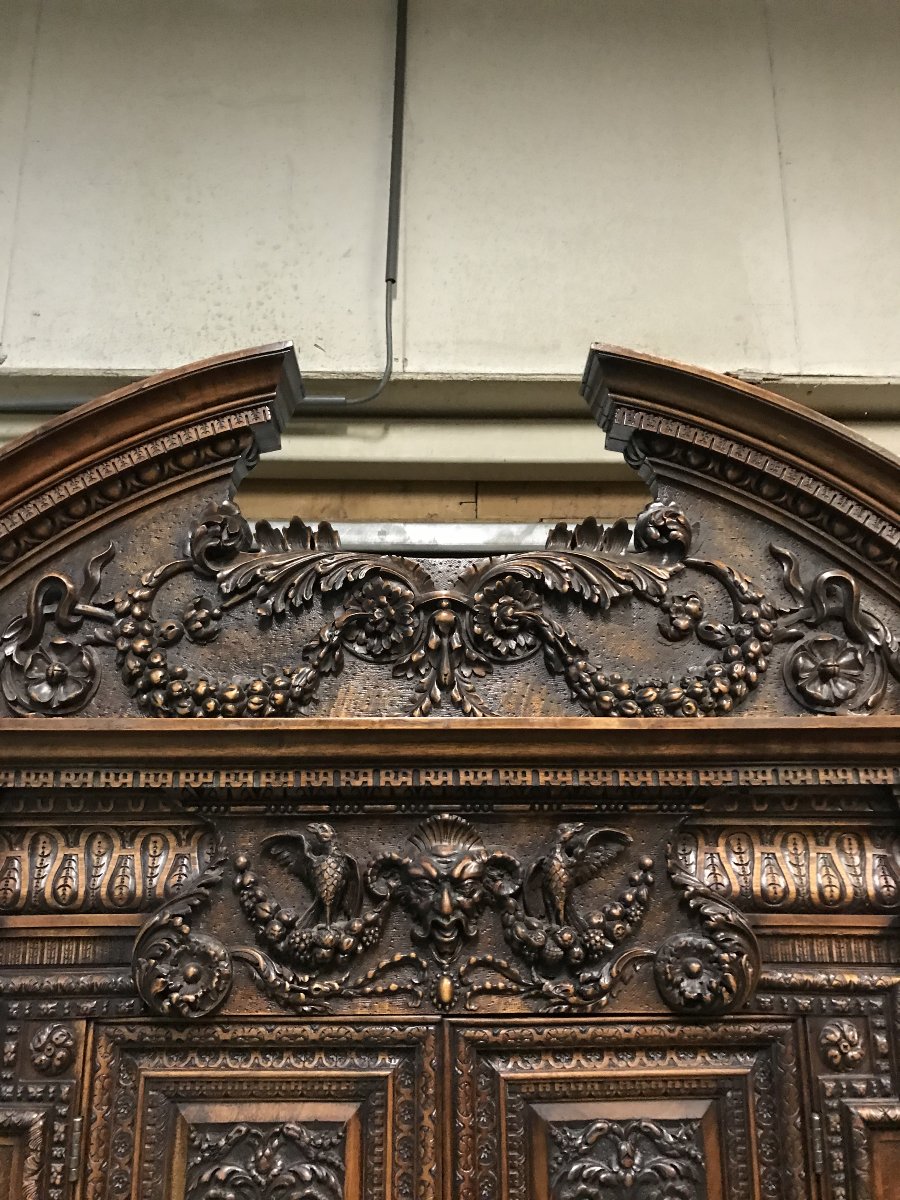 Armoire deux corps de style Renaissance française du XIXe siècle en noyer-photo-3
