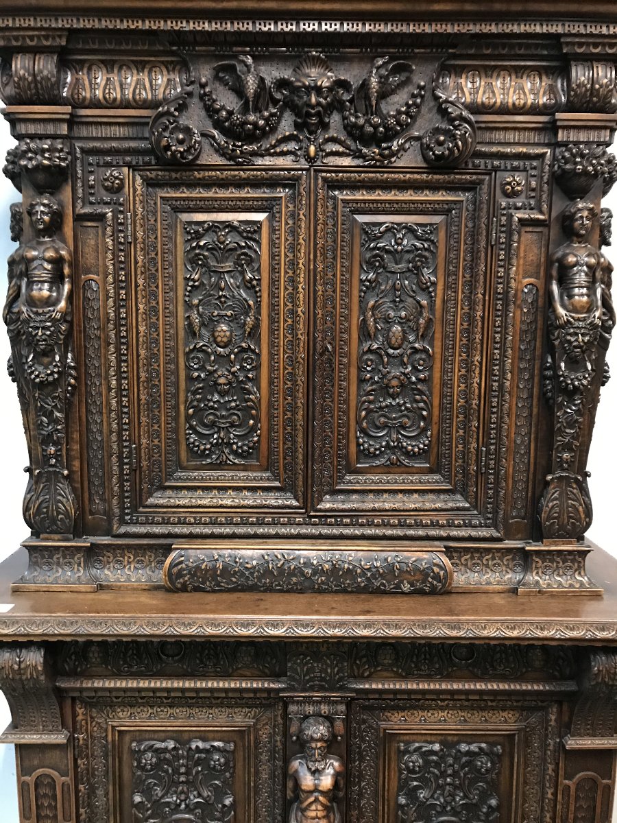 Armoire deux corps de style Renaissance française du XIXe siècle en noyer-photo-3