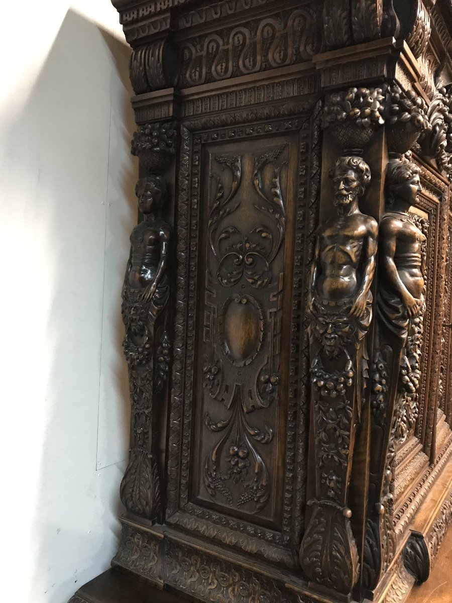 Armoire deux corps de style Renaissance française du XIXe siècle en noyer-photo-4